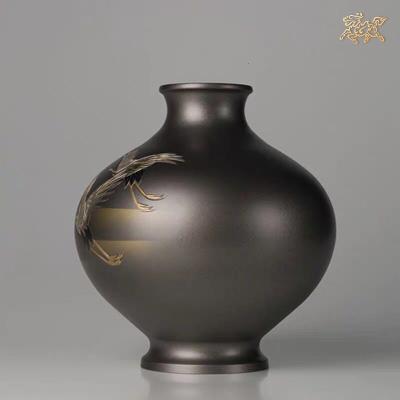 美帮汇全铜摆件《高冈铜器之羽鹤》铜工艺品 饰品 花瓶