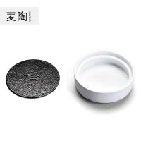 美帮汇功夫茶盘黑陶茶海壶承黑白群山陶瓷茶具干泡盘储水式迷你壶托茶托