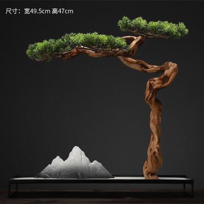 美帮汇玄关装饰品样板间软装摆件仿真新中式迎客松盆景绿植客厅酒店家居