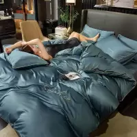 美帮汇北欧冰丝四件套床上用品水洗真丝滑春夏4床单床笠被套双人