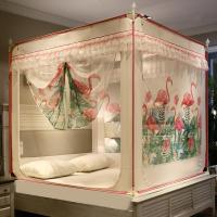 美帮汇新款防摔坐床拉链蚊帐1.8m床公主风家用蒙古包1.5米加密加厚支架