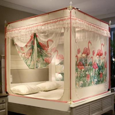 美帮汇新款防摔坐床拉链蚊帐1.8m床公主风家用蒙古包1.5米加密加厚支架