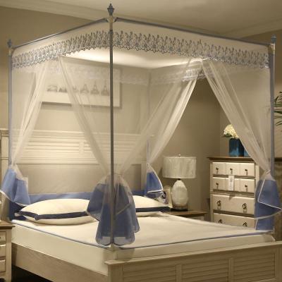 美帮汇新款蚊帐儿童防摔拉链支架1.5m蒙古包1.8m床家用三开公主蚊帐2