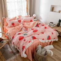 美帮汇水洗棉四件套全棉全棉公主风少女心被套床单床裙款三件套床上用品
