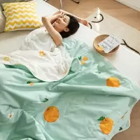 美帮汇全棉空调被夏被全棉单双人薄盖被可水洗机洗夏凉被橘色青春