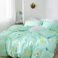 美帮汇四件套全棉全棉床单被套床上用品少女心薄荷微花T