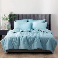 美帮汇60支长绒棉空调被素色全棉可水洗全棉夏凉被细雨粉沫蓝