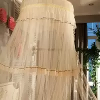美帮汇吊顶式蚊帐1.8m床双人家用加密加厚公主风欧式圆顶纹账床幔1.5米