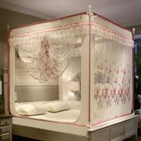 美帮汇新款防摔坐床拉链蚊帐家用1.5米公主风加密蒙古包1.8m床加厚支架