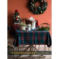 美帮汇驯鹿桌布北欧红格子餐桌茶几节日圆桌布台布长方形定制