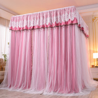 美帮汇1.8m床帘蚊帐遮光家用卧室一体式带支架廷落地公主床幔防尘顶布