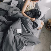 美帮汇全棉水洗棉被罩单件日式色单双人学生宿舍1.5m 1.82米全棉被套