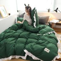 美帮汇款磨毛四件套床品套件简约床单被套宿舍三件套小香风床上用品