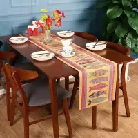美帮汇桌旗北欧轻奢茶几电视柜欧式美式长条餐桌布艺吧台布 快乐的鱼 桌旗35*280cm(适合200-240电视柜)