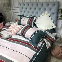 美帮汇贡缎磨毛四件套北欧风简约床品套件小香风蝴蝶结床单被套床上用品