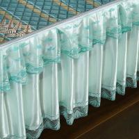 美帮汇冰丝凉席三件套欧式夹棉床裙款可水洗折叠蕾丝床罩防滑空调软席子