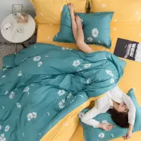 美帮汇四件套全棉全棉套件小碎花床单被套小清新少女心床上用品三件套4