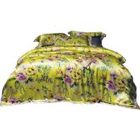 美帮汇山花烂漫双面真丝床上四件套19姆米素绉缎印花100桑蚕丝