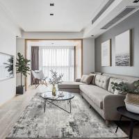 美帮汇北欧地毯客厅茶几地毯简约现代客厅地毯垫抽象黑灰色地毯美式地毯