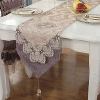 美帮汇现代简约轻美式欧式新中式餐桌布艺电视柜北欧床旗茶几桌旗布 清雅-香槟紫 33*140cm
