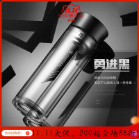 美帮汇双层玻璃杯男耐热便携水杯透明带盖过滤网随手杯子泡茶杯 350ml黑色