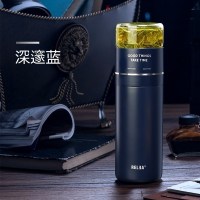 美帮汇茶水分离保温杯男泡茶杯大容量316不锈钢茶杯定制保温水杯 深邃蓝