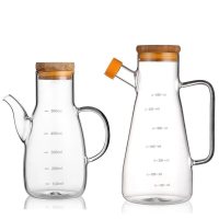 汐岩欧式加厚玻璃油壶大容量防漏油瓶调料瓶酱油瓶醋壶装油罐家用厨房 650ML+500ML套装+壶刷