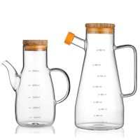 汐岩欧式加厚玻璃油壶大容量防漏油瓶调料瓶酱油瓶醋壶装油罐家用厨房 650ML+800ML套装+壶刷