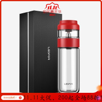 官方玻璃杯男茶水分离隔热杯子过滤泡茶便携喝茶杯水杯 红色248ML