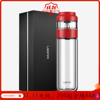 官方玻璃杯男茶水分离隔热杯子过滤泡茶便携喝茶杯水杯 红色320ML