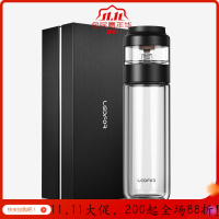 官方玻璃杯男茶水分离隔热杯子过滤泡茶便携喝茶杯水杯 黑色320ML