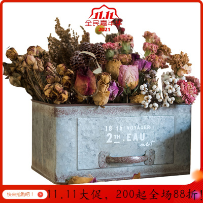 美帮汇复古铁皮抽屉花盒花盆花器 杂物收纳 杂货花园装饰ZAKKA