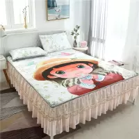 美帮汇可拆卸夏天床罩夏凉冰丝凉席夏季单件三件套防滑床裙款床笠式