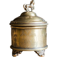 美帮汇印度铜小马储物罐桌面装饰摆件复古铜器收纳