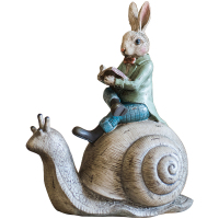 美帮汇骑蜗牛的绅士兔子先生 树脂摆件桌面陈列咖啡馆花店气氛