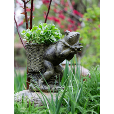 美帮汇背篓青蛙花盆器摆件庭院花园艺别墅户外装饰创意品