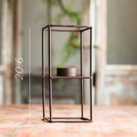 美帮汇几何正方体烛台铁艺工业风LOFT复古怀旧装饰摆件拍摄道具 长方体小号