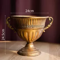 美帮汇古典高脚杯花器 花瓶花翁花盆复古欧式铁艺插花器皿金色烛台 13号金色