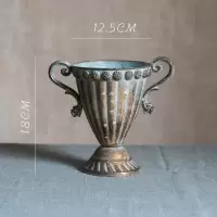 美帮汇古典高脚杯花器 花瓶花翁花盆复古欧式铁艺插花器皿金色烛台 18号金色