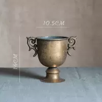 美帮汇古典高脚杯花器 花瓶花翁花盆复古欧式铁艺插花器皿金色烛台 20号金色