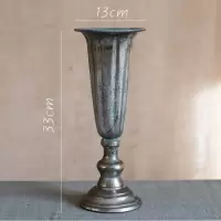 美帮汇古典高脚杯花器 花瓶花翁花盆复古欧式铁艺插花器皿金色烛台 22号银色