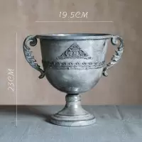 美帮汇古典高脚杯花器 花瓶花翁花盆复古欧式铁艺插花器皿金色烛台 6号银色
