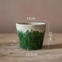 美帮汇彩色玻璃釉渐变色花盆 美式乡村复古多肉植物粗陶红陶透气 花盆(A款)(底部有孔) 中