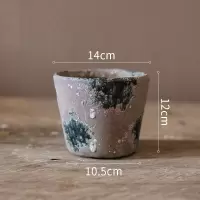 美帮汇彩色玻璃釉渐变色花盆 美式乡村复古多肉植物粗陶红陶透气 花盆(D款)(底部有孔) 中