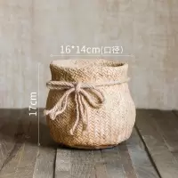 美帮汇水泥口袋花器装饰花盆栽摆件多肉肉艺术户外别墅庭院花园 麻绳口袋花器(小号)底部已打孔 中