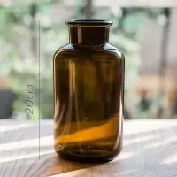 美帮汇INS玻璃瓶 花瓶花器 试剂瓶茶色棕色 杂货北欧复古工业风 大口棕瓶1000ml大号