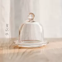 美帮汇水晶盅盏玻璃摆件桌面装饰花园餐厅蛋糕店陈列水果糖果碗 B玻璃罩(小)