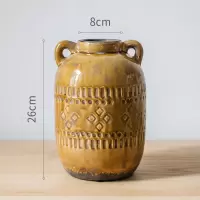 美帮汇复古风冰裂纹陶瓷花瓶花壶罐子花器装饰摆件几何纹饰民族 几何纹饰旧罐(大)