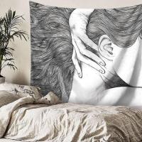 美帮汇人物线条墙壁装饰挂毯桌布床头卧室背景布拍摄壁画隔断民宿帘 130高*150宽厘米送星灯+钉