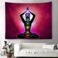 美帮汇波西米亚墙壁装饰挂布床头瑜伽背景布壁画印度曼陀罗挂毯 图七 绒布130高*150宽厘米横款